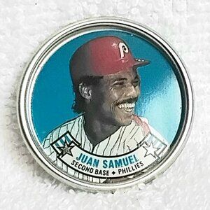 3/$20 Vintage & Mint 1988 Topps MLB Juan Samuel 1/2" Metal Coin 51/60!!
